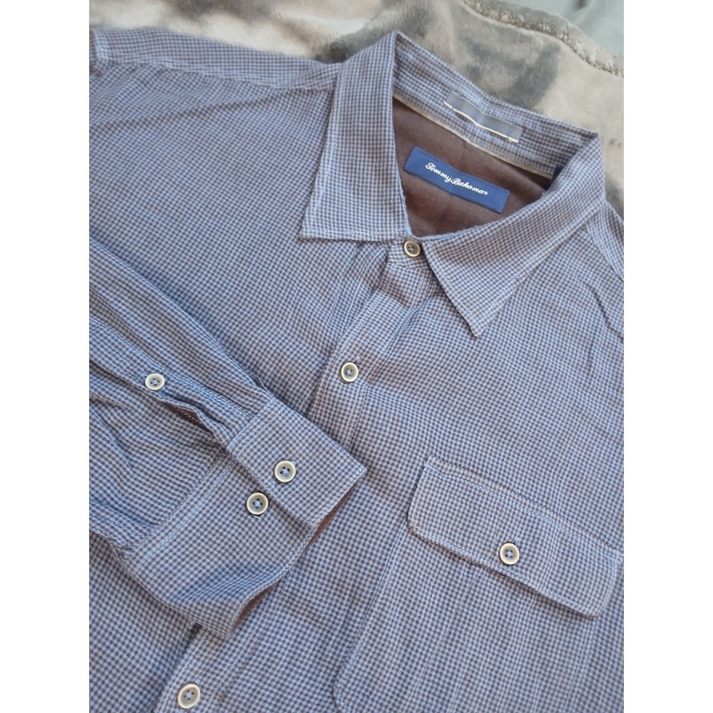 Tommy Bahama lined ‎ Mens XL Blue Plaid 100% Cotton